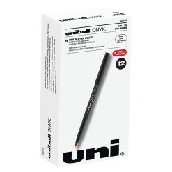 Uni-ball Uniball Onyx Rollerball Pen, Fine Point, 0.7mm, Red Ink, Dozen (60144)