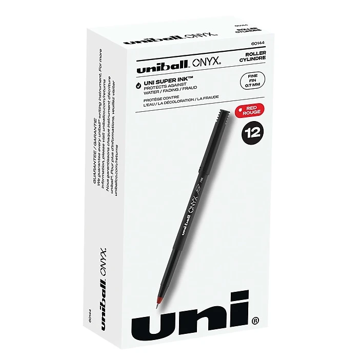 Uni-ball Uniball Onyx Rollerball Pen, Fine Point, 0.7mm, Red Ink, Dozen (60144) 3 Uni-ball Uniball Onyx Rollerball Pen, Fine Point, 0.7mm, Red Ink, Dozen (60144)