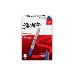 Sharpie Permanent Markers, Fine Tip, Blue, 36/Pack (1920932)
