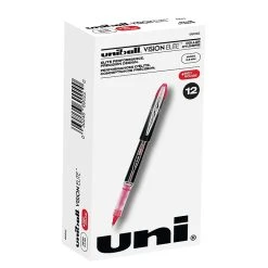 Uni-ball Uniball Vision Elite Rollerball Pens, Micro Point, 0.5mm, Red Ink, Dozen (69022)
