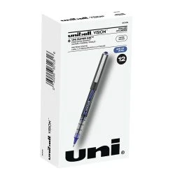 Uni-ball Uniball Vision Rollerball Pen, Micro Point, 0.5mm, Blue Ink, Dozen (60108)