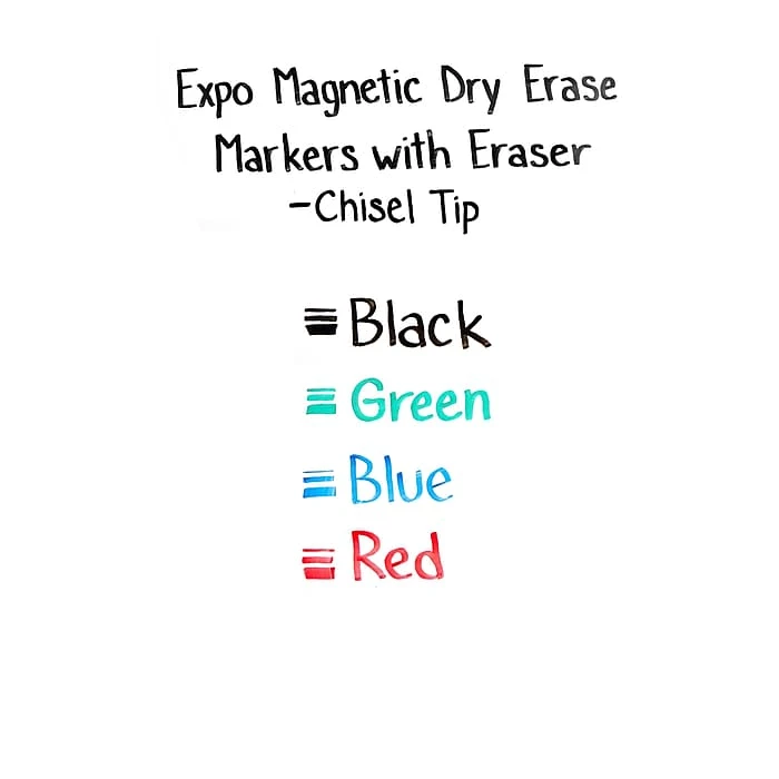 Expo Magnetic Dry Erase Markers With Eraser, Chisel Tip, Assorted, 4/Pack (1944728) 8 Expo Magnetic Dry Erase Markers With Eraser, Chisel Tip, Assorted, 4/Pack (1944728) - Image 6