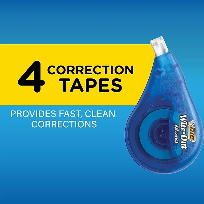 BIC Wite-Out Correction Tape, White, 4/Pack (50589) 4 BIC Wite-Out Correction Tape, White, 4/Pack (50589) - Image 2