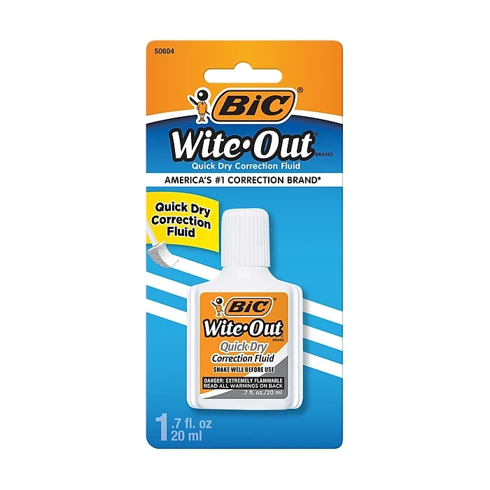 BIC Wite-Out Quick Dry Correction Fluid, 20 Ml., White (50605/WOFQD12) 3 BIC Wite-Out Quick Dry Correction Fluid, 20 Ml., White (50605/WOFQD12)