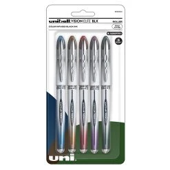 Uni-ball Uniball Vision Elite BLX Rollerball Pens, Bold Point, 0.8mm, Assorted Colors, 5/pk (1832404)