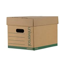 Universal Recycled Record Storage Boxes, Letter/Legal, Kraft, Stacking Strength 1,500 Lbs., 15" X 24" X 10", 12/Ct
