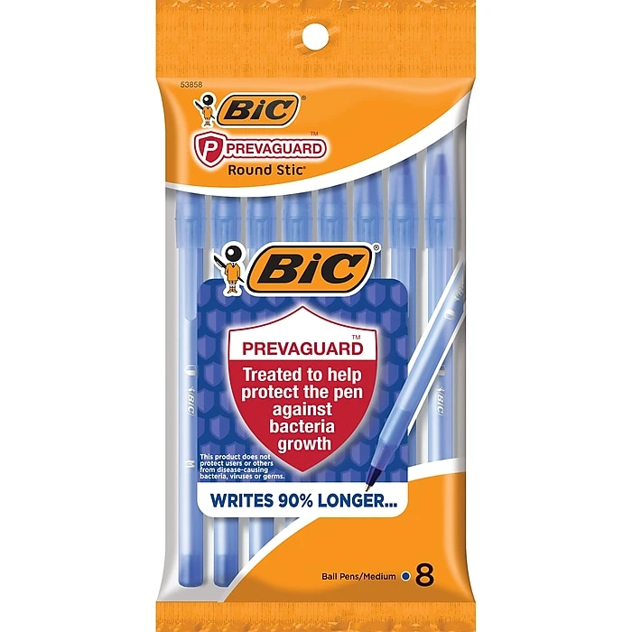 BIC Prevaguard Round Stic Ballpoint Pen, Medium Point, Blue Ink, 8/Pack (GSAMP81-BLU) 3 BIC Prevaguard Round Stic Ballpoint Pen, Medium Point, Blue Ink, 8/Pack (GSAMP81-BLU)