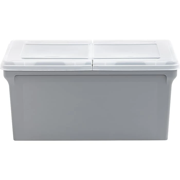 Iris Plastic File Box With Split Lid, Letter Size, Gray, 4/Pack (500167) 4 Iris Plastic File Box With Split Lid, Letter Size, Gray, 4/Pack (500167) - Image 2