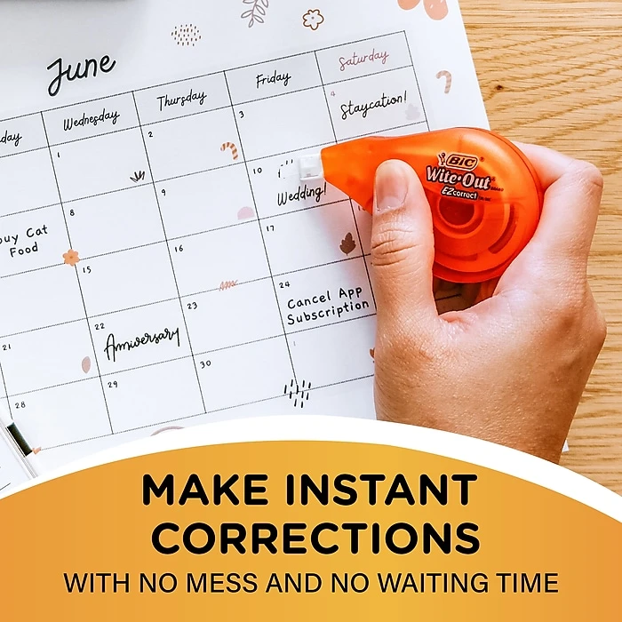 BIC Wite-Out Correction Tape, White, 4/Pack (50589) 6 BIC Wite-Out Correction Tape, White, 4/Pack (50589) - Image 4