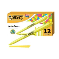 BIC Brite Liner Stick Highlighter, Chisel Tip, Yellow, Dozen (65550) -Cheap Staples Shop A3CE229C 4916 464E B3450DDBD00BB795 sc7 1