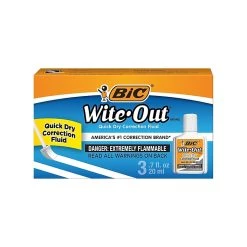 BIC Wite-Out Correction Fluid, 20 Ml., White, 3/Pack (50603)