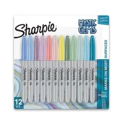 Sharpie Permanent Markers, Fine Tip, Mystic Gem Assorted Inks, 12/Pack (2136729)