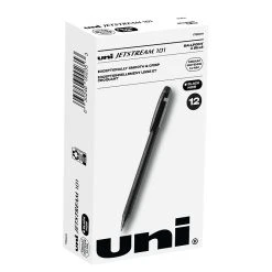 Uni-ball Uni Jetstream 101 Ballpoint Pens, Medium Point, 1.0mm, Black Ink, Dozen (1768011)