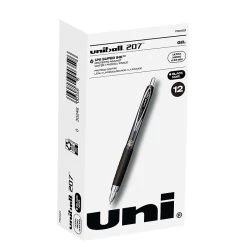 Uni-ball Uniball 207 Retractable Gel Pens, Ultra Micro Point, 0.38mm, Black Ink, Dozen (1790922)