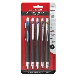 Uni-ball Uni Jetstream RT BLX Ballpoint Pens, Medium Point, 1.0mm, Assorted Ink, 5/Pack (1858851)