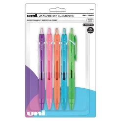 Uni-ball Uni Jetstream Elements Ballpoint Pens, Medium Point, 1.0mm, Assorted Ink, 5/Pack (70138)