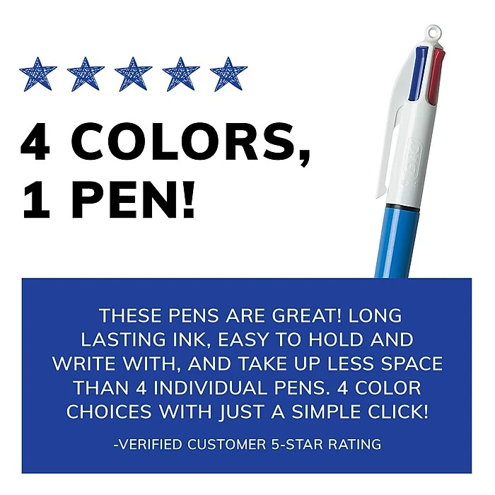 BIC 4-Color Retractable Ballpoint Pens, Medium Point, Assorted Ink, 3/Pack (14540) 9 BIC 4-Color Retractable Ballpoint Pens, Medium Point, Assorted Ink, 3/Pack (14540) - Image 7