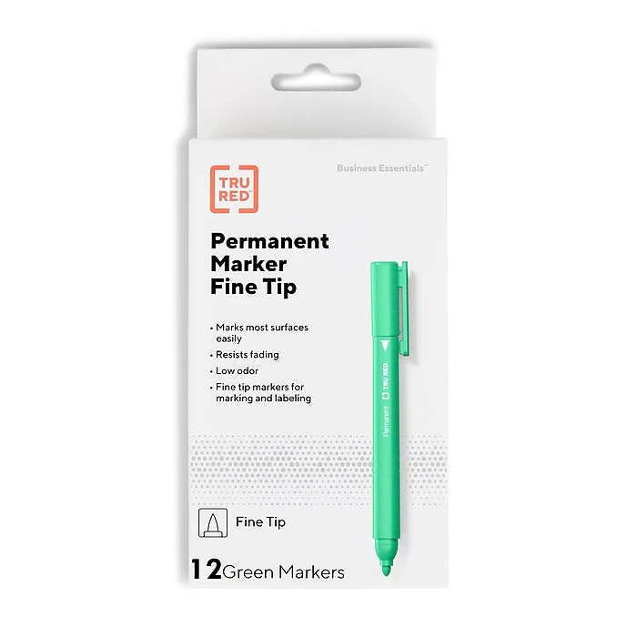 TRU RED™ Pen Permanent Markers, Fine Tip, Green, 12/Pack (TR54542) 3 TRU RED™ Pen Permanent Markers, Fine Tip, Green, 12/Pack (TR54542)