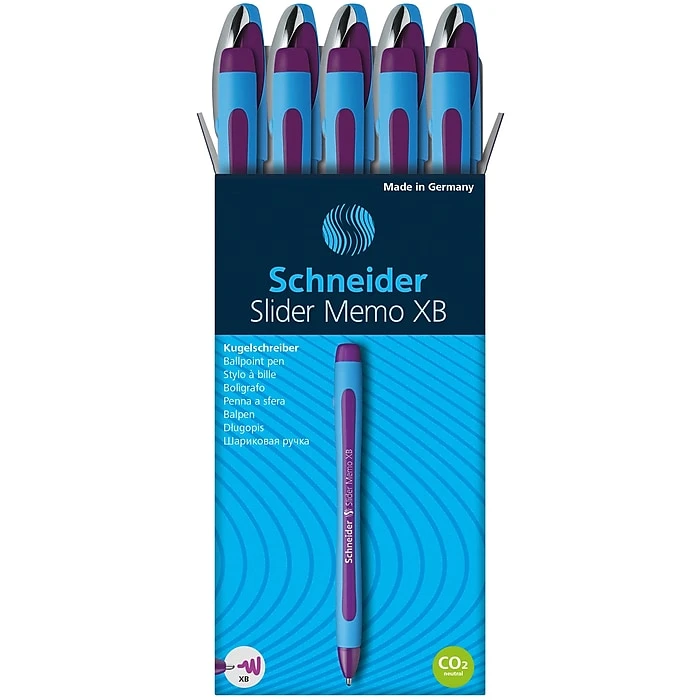 Schneider Slider Memo XB Ballpoint Pen, Extra Bold Point, Violet Ink, 10/Box (PSY150208) 4 Schneider Slider Memo XB Ballpoint Pen, Extra Bold Point, Violet Ink, 10/Box (PSY150208) - Image 2