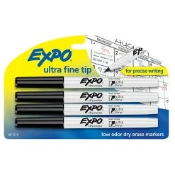 Expo Dry Erase Markers, Ultra Fine Tip, Black, 4/Pack (1871774)