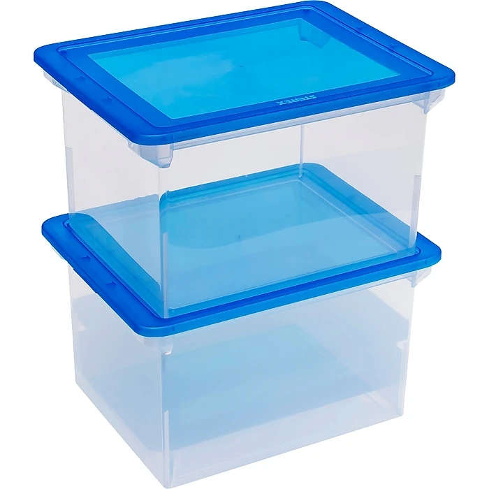 Storex File Storage Box With Snap-On Lid, Letter/Legal Size, Clear/Blue (STX61508U01C) 4 Storex File Storage Box With Snap-On Lid, Letter/Legal Size, Clear/Blue (STX61508U01C) - Image 2