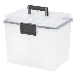 IRIS WeatherPro Portable File Box, Letter Size, Clear, 4/Pack (110350)