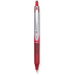 Pilot VBall RT Retractable Rollerball Pens, Fine Point, Red Ink, Dozen (26208)