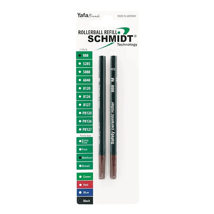 Schmidt 888 Safety Ceramic Rollerball Plastic Tube Refill, Fits Universal Pens, Medium, Black, 2 Pack (SC58111) 3 Schmidt 888 Safety Ceramic Rollerball Plastic Tube Refill, Fits Universal Pens, Medium, Black, 2 Pack (SC58111)