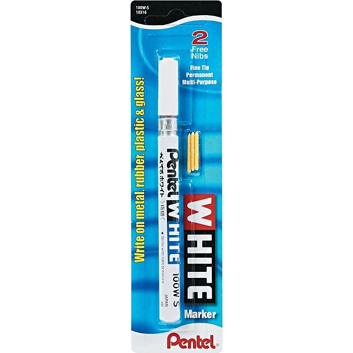 Pentel Permanent Marker, Fine Tip, White (100WS) 3 Pentel Permanent Marker, Fine Tip, White (100WS)
