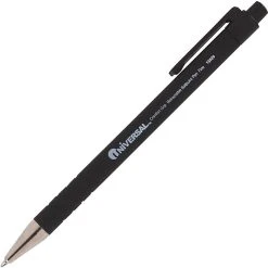 Universal Retractable Ballpoint Pen, Fine Point, Black Ink, Dozen (UNV15520)