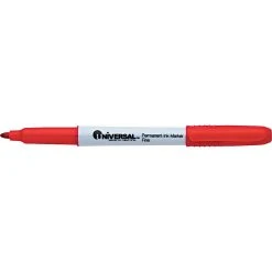 Universal Permanent Marker, Fine Tip, Red Ink, Dozen (UNV07072)
