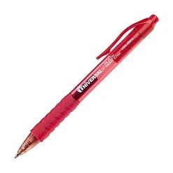 Universal Retractable Gel Pen, Medium Point, Red Ink, Dozen (UNV39914)