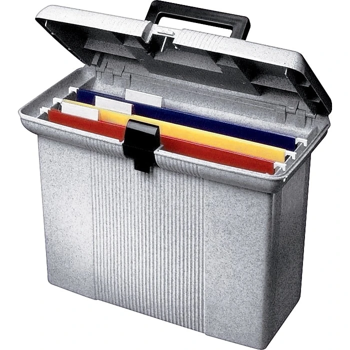 Esselte Portfile Plastic File Box W/ Hinged Lid, Letter Size, Granite (ESS41737) 3 Esselte Portfile Plastic File Box W/ Hinged Lid, Letter Size, Granite (ESS41737)