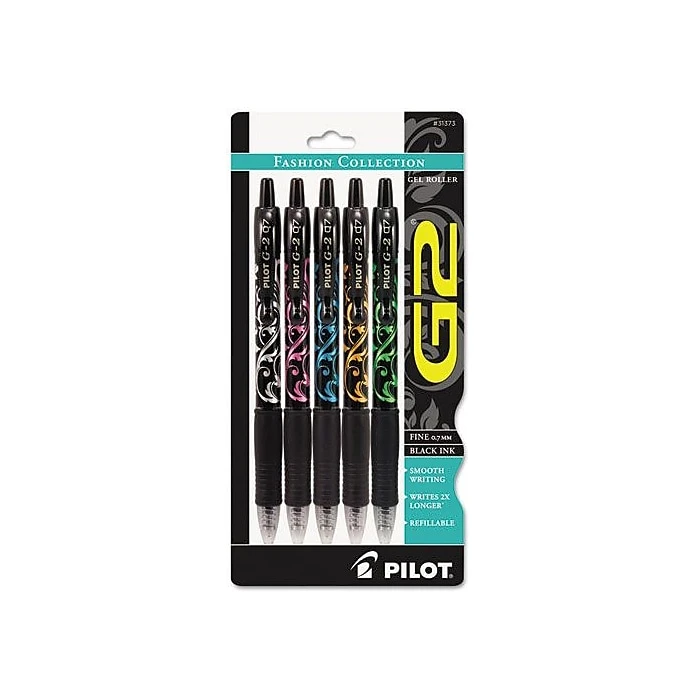Pilot G2 Fashion Collection Retractable Gel Pens, Fine Point, Black Ink, 5/Pack (31373) 5 Pilot G2 Fashion Collection Retractable Gel Pens, Fine Point, Black Ink, 5/Pack (31373) - Image 3