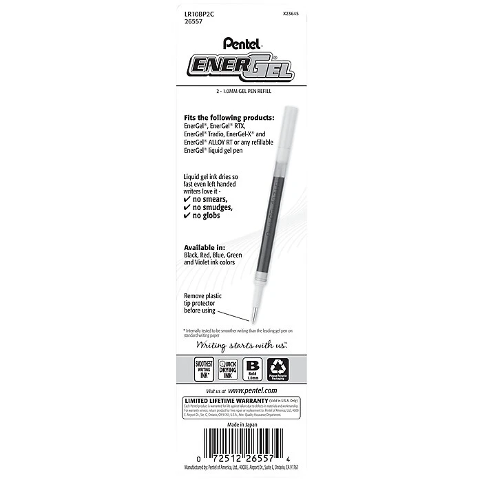 Pentel, EnerGel Refills, 1.0mm, Blue, 2-PK (LR10BP2C) 4 Pentel, EnerGel Refills, 1.0mm, Blue, 2-PK (LR10BP2C) - Image 2
