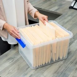 Bankers Box Heavy-Duty Plastic File Box, Letter/Legal Size, Blue/Clear (0086201) -Cheap Staples Shop s1111460 sc7