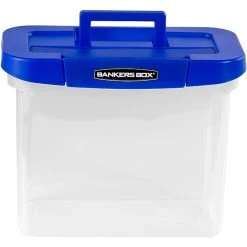 Bankers Box Heavy-Duty Plastic Portable File Storage Box, Letter Size, Blue/Clear (0086301) -Cheap Staples Shop s1111469 sc7