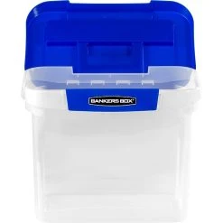 Bankers Box Heavy-Duty Plastic Portable File Storage Box, Letter Size, Blue/Clear (0086301) -Cheap Staples Shop s1111470 sc7