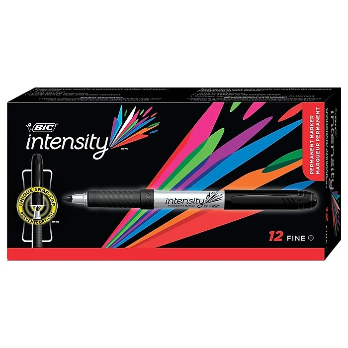 BIC Intensity Permanent Marker, Fine Point, Black, Dozen (31531/GPM11BK) 3 BIC Intensity Permanent Marker, Fine Point, Black, Dozen (31531/GPM11BK)