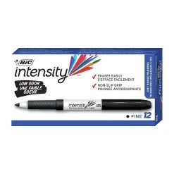 BIC Intensity Dry Erase Markers, Fine Tip, Black, 12/Pack (GDE11BLK)