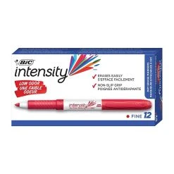 BIC Intensity Dry Erase Markers, Fine Tip, Red, 12/Pack (GDE11RED)