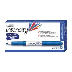 BIC Intensity Dry Erase Markers, Fine Tip, Blue, 12/Pack (GDE11BLU)