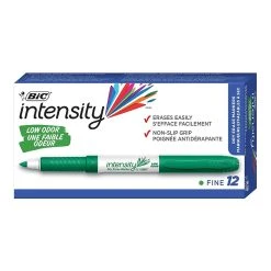 BIC Intensity Dry Erase Markers, Fine Tip, Green, 12/Pack (GDE11GRN)