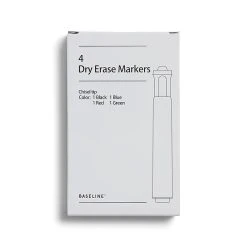 Baseline Dry Erase Markers, Chisel Tip, Black, 4/Pack (BL58133)