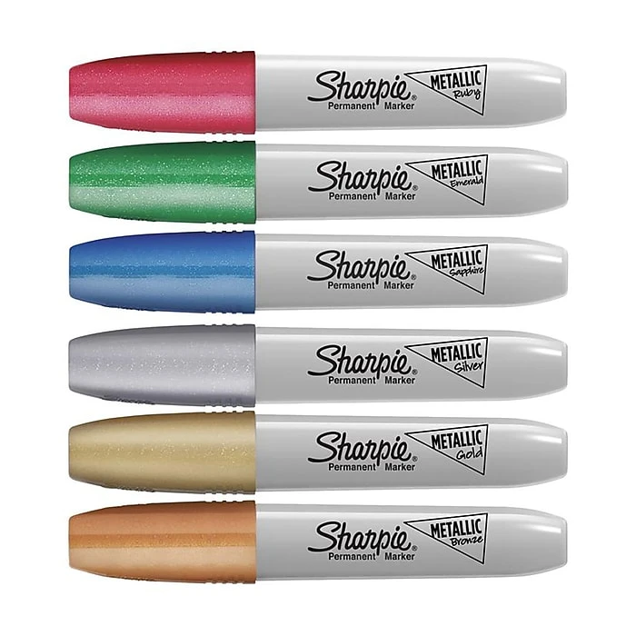 Sharpie Permanent Markers, Chisel Tip, Assorted Metallic, 6/Pack (2089634) 4 Sharpie Permanent Markers, Chisel Tip, Assorted Metallic, 6/Pack (2089634) - Image 2