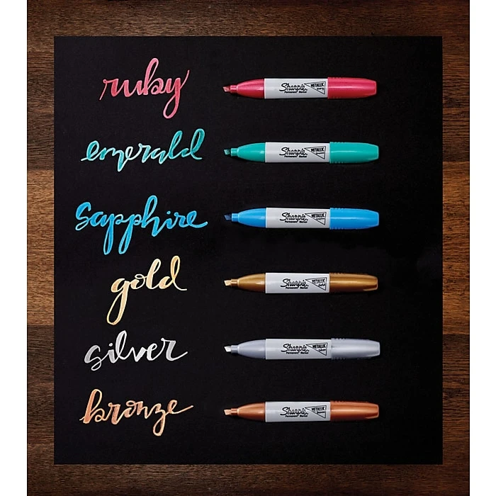 Sharpie Permanent Markers, Chisel Tip, Assorted Metallic, 6/Pack (2089634) 7 Sharpie Permanent Markers, Chisel Tip, Assorted Metallic, 6/Pack (2089634) - Image 5