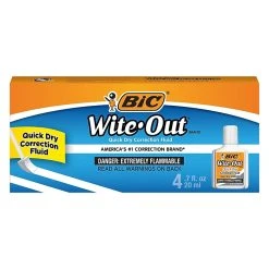 BIC Correction Fluid, 20 Ml., White, 4/Pack (WOFQD418-A-WHI)