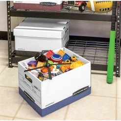 Bankers Box R-Kive® Heavy-Duty FastFold File Storage Boxes, Lift-Off Lid, Letter/Legal Size, White/Blue, 12/Carton (07243) -Cheap Staples Shop s1213060 sc7