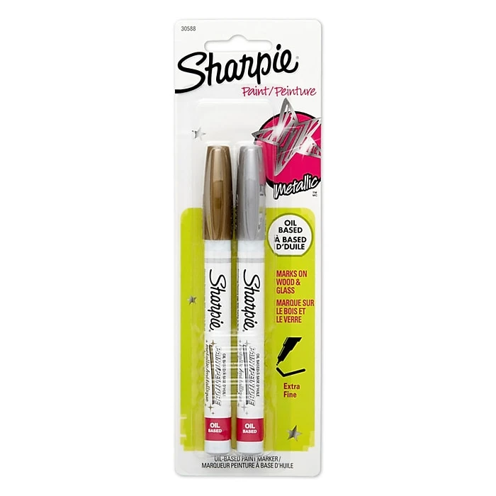 Sharpie Oil-Based Paint Markers, Extra Fine Tip, Assorted Metallic, 2/Pack (30588) 3 Sharpie Oil-Based Paint Markers, Extra Fine Tip, Assorted Metallic, 2/Pack (30588)