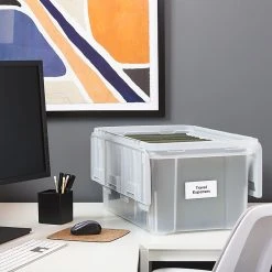 Staples Hanging File Box, Wing Lid, Letter Size, Clear (TR58300) -Cheap Staples Shop s1219654 sc7